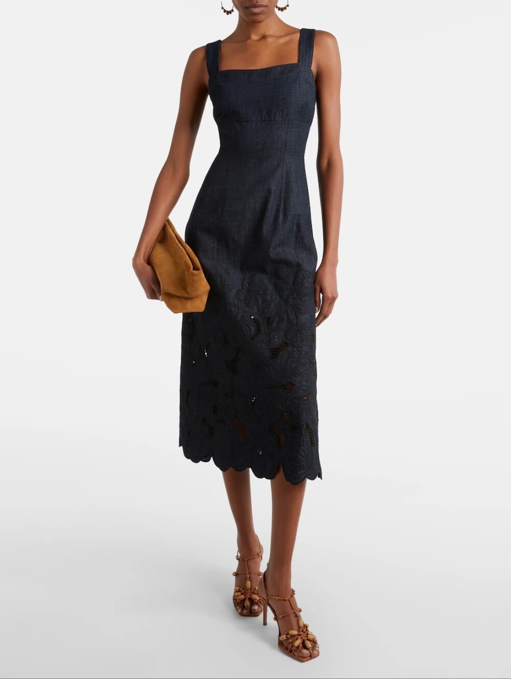 Veronica Beard Rosaura floral denim midi dress